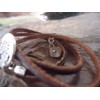 ✿ Ethnic natural tree and leather ✿ wrap bracelet