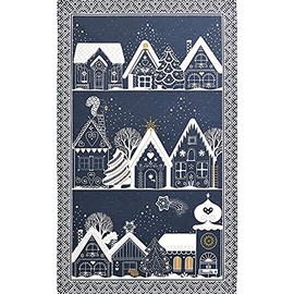 Beauvillé Beauville, Nuit Féerique Blue French Holiday/Christmas Kitchen Tea Towel, Silk Screen Hand Printed Blue, White 20 In. x 31 In. (50 cm. x 80 cm.) 11771/2