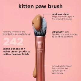 Real Techniques Brightening Concealer Makeup Brush + Eye Cream, Pink