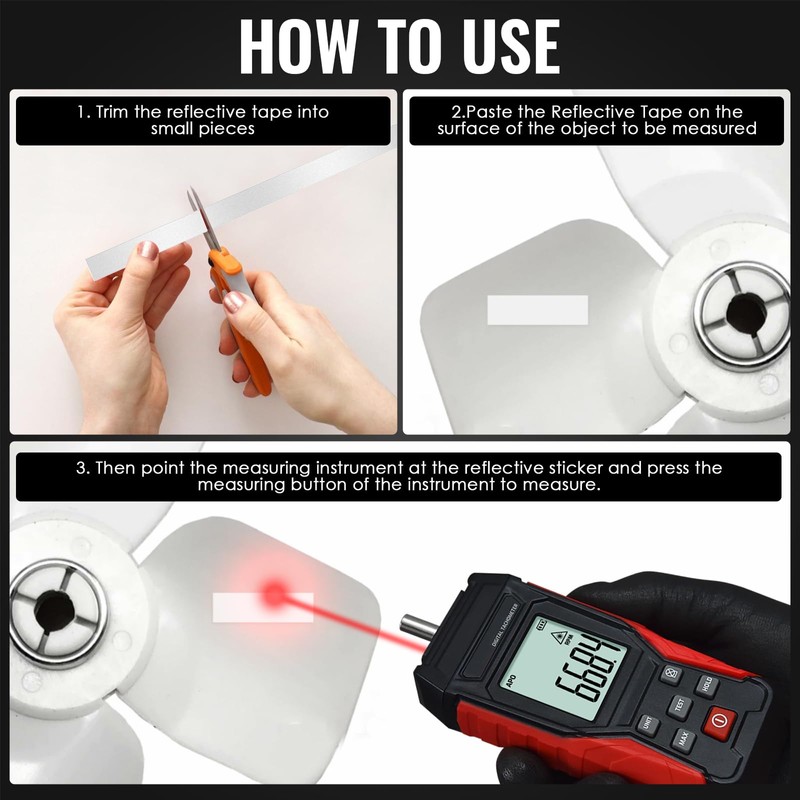 TEKCOPLUS 2-in-1 Digital Tachometer with Laser & Contact Non-Contact Laser