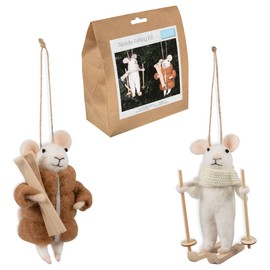 Trimits Needle Felting Mice Kit – Christmas Tree Decorations for Kids & Adults, Complete Craft Kit with Instructions, Wool Felt Set for Beginners, Homemade Gifts & DIY Baubles Embellishments