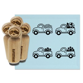 Cute Trucks Flowers Easter Eggs Shamrocks Summer Rubber Stamp Set for Stamping Crafting Planners - 1/2 Inch Mini