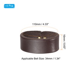 PATIKIL Leather Loop Keeper, 4 Pack Leather Loops Belt Keeper Loops Retainer Straps Replacement for 1.3"(34mm)/1.4"(38mm) Wide Belts/Straps, Coffee