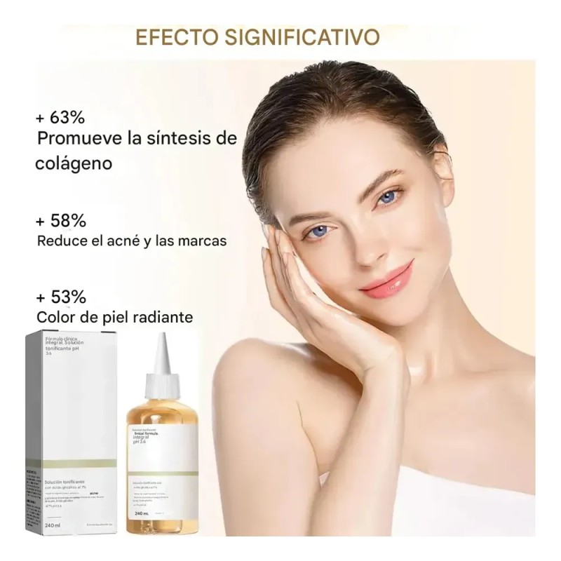 Glycolic Acid Tónico Sérum Ácido Glicólico 7% Rostro 240ml Día/Noche
