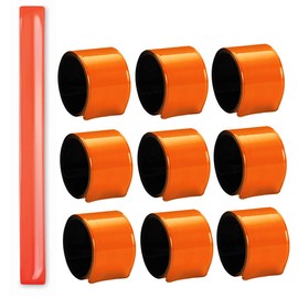 noTrash2003 10 Reflective Bands Reflective Safety Bands Snap Bracelet Ankle Strap Snap Bracelets Safety for Cyclists Joggers Children in 4 Colours (Orange)
