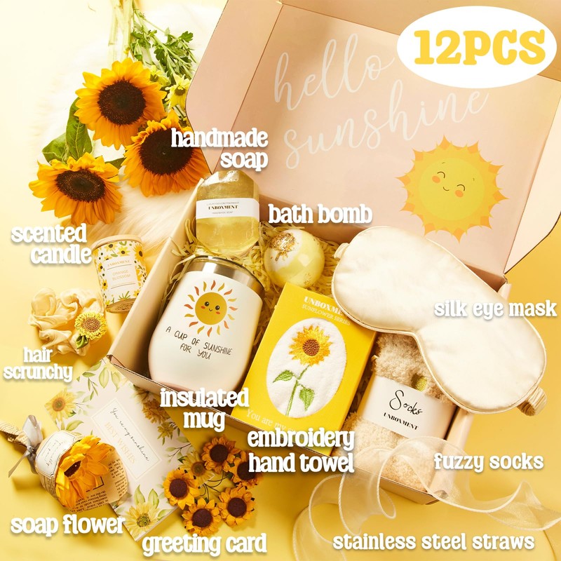 UNBOXMENT Sunflower Gifts for Women, Sending Sunshine Gift Basket, Get