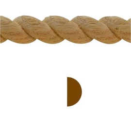 EWRM12 Rope Moulding 3/4" High x 3/8" Trim. Unfinished, Red Oak, 94"