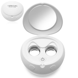 AMTAST Ultrasonic Contact Lens Cleaner Rechargeable Eye Contact Cleaner with Vanity Mirror Compact Contact Lens Cleaner Support Fast Cleaning Fits Hard, RGP, Orthokeratology Lens