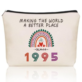 Girlly Happy 30th Birthday Gifts Women Makeup Bag: Cute Travel Cosmetic & Toiletry Pouch For Her, Mom, Wife, Sister, Nieces, Girlfriends, Coworkers .Ideal Gift For Mothers Day. (1995-30th)