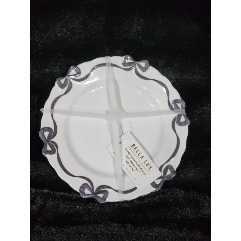 Bella Lux 4 Black Coquette Ribbon Bows on White Melamine