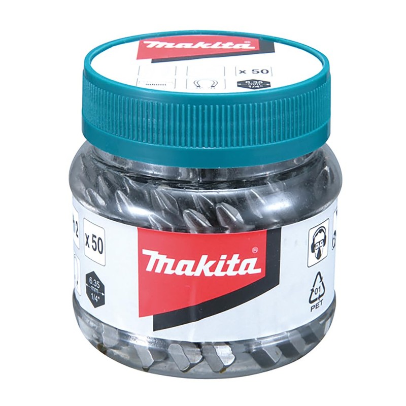 Makita B-26509 50 Piece Screw Bits PZ2x50mm