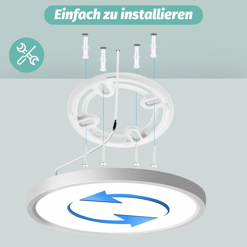 Oraymin LED Ceiling Light with Radar Twilight Sensor, 18 W