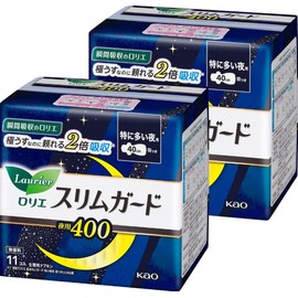 ロリエ スリムガード 特に多い夜用 羽つき 40cm (11個入×2袋セット)生理用品 ナプキン まとめ買い ウェットティッシュ付き
