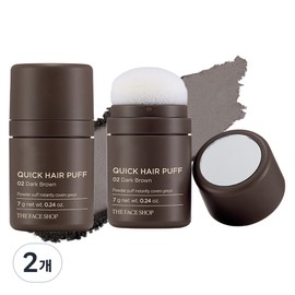 The Face Shop Quick Hair Puff 7g, 02 Dark Brown, 2 pcs / 더페이스샵 퀵 헤어 퍼프 7g, 02다크브라운, 2개