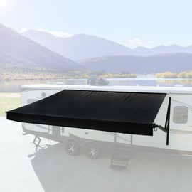 RecPro RV Awning Fabric Replacement Heavy Duty 16 oz. Weatherproof Vinyl | Universal Camper Awning Replacement for RV, Trailer, Motorhome | Solid Black, 19' (Fabric 18'1")