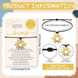 Tondiamo 25 Sets Baby Shower Gifts for Guests Adjustable Bracelets Thank You Message from The Bump Card Gold Sun Wish Charm Bracelets for Gender Reveal Return Gifts Party Favors