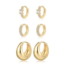 EVER FAITH 2 Pairs Clip Earrings Drop Earrings Set Knot Earring Chunky Twist Knot Clip On Without Pierced Ears 14K Gold Plated, Cubic Zirconia, Cubic Zirconia