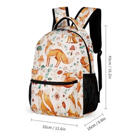 Homieblanket Fox Backpack with Lunch Box & Pencil Case, 16 Inch Cute Foxes Themed Bookbag, Adjustable Lightweight Large Capacity, Colorful Daily Casual Animal Backpacks Set with Lunch Bag