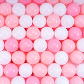 Ball Pit Balls for Kids, 200 pcs 2.15 Inches Small Size Thicken Soft Plastic Crush Proof Ball Pit Balls BPA Phthalate Free Baby Toddler Toy Ball with 3 Color White Pink Light Pink