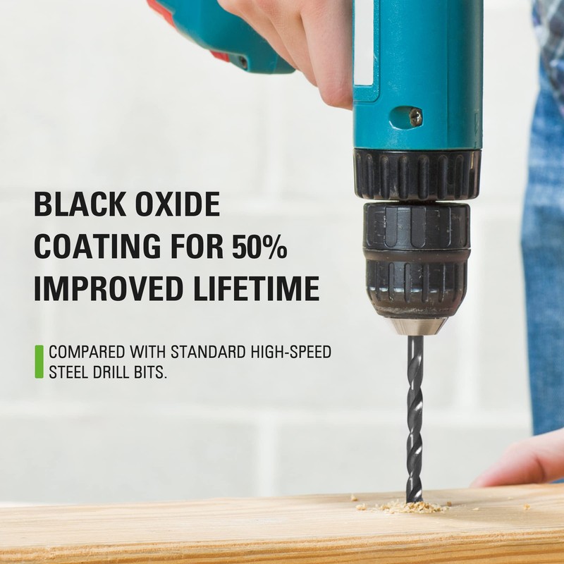 Greenworks 14 Pcs Black Oxide Drilling Bit Set,135 Degree Split