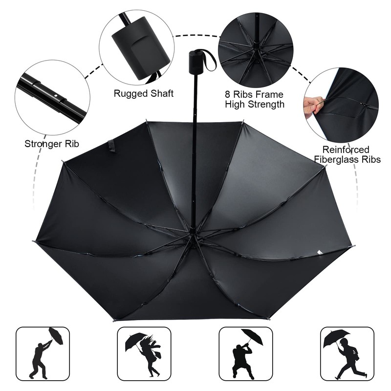 Vicloon Windproof Travel Umbrella, UV Blocked Umbrella, Compact, Light, Strong