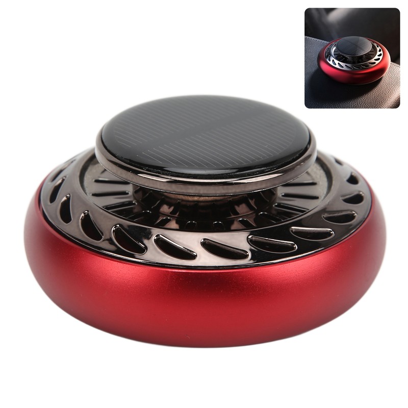 Car Air Freshener Solar Energy Rotating Aromatherapy Diffuser Interior DecorationRed