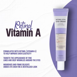 Esfolio Retinol Vitamin A Eye Cream, Daily Skin Care for Under Eye Area, Lightweight Moisturizing Formula, Korean Beauty Skincare (1.35 oz / 40 ml)