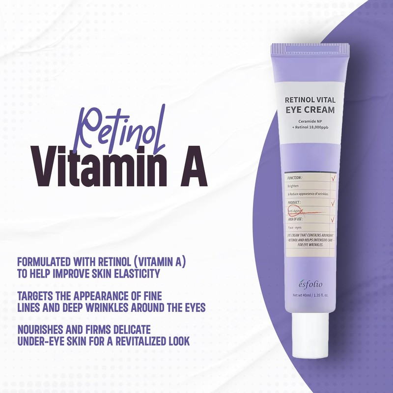 Esfolio Retinol Vitamin A Eye Cream, Daily Skin Care for