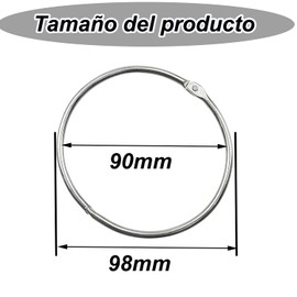 6pcs Argolla Abatible Articulada Multiuso de Metal 90mm,Anillos De Carpeta De Hojas Sueltas,Diámetro Grande,Anillas de Libro Para Oficina Llaveros Álbum de Recortes Carpeta Cuaderno Cortinas (90mm)