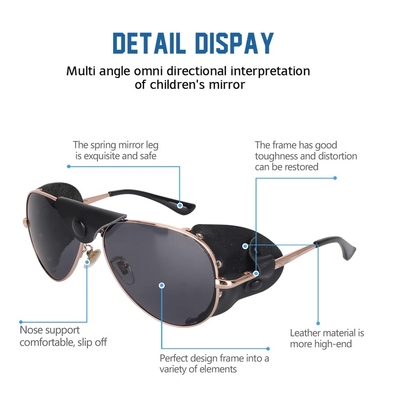 OSSAT Polarized sunglasses with side shields cowhide Shield wind proof