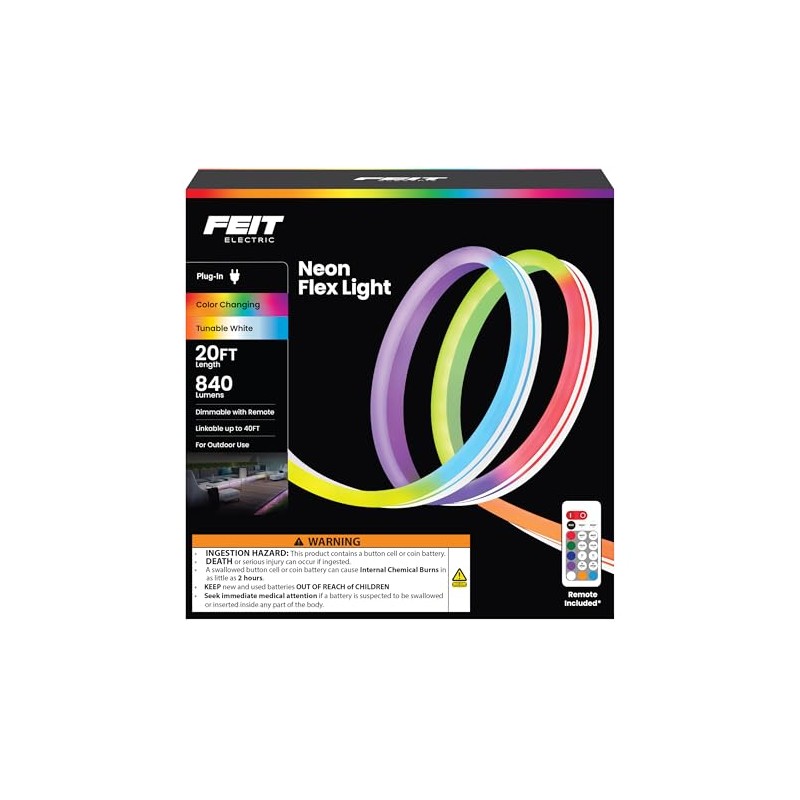 Feit Electric 20ft Outdoor Neon Flex Light, Color & Tunable