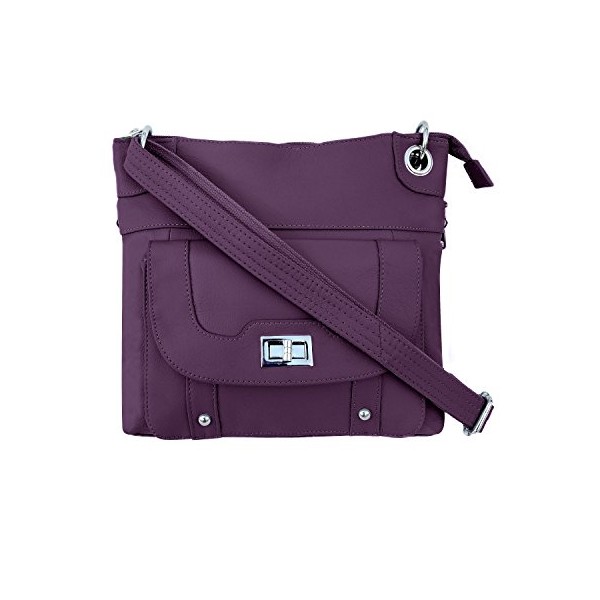 Roma Leathers Women's Concealed Carry Purse - Premium Cowhide Leather Cross Body Handbag - YKK Lockable Zipper - Cut Proof Adjustable Shoulder Strap - Twist Lock Buckle - 30 Day Manufacturer Guarantee