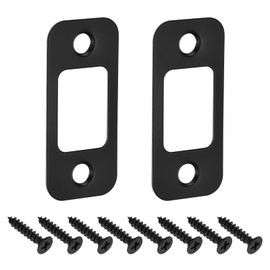 sourcing map 2Pcs Door Strike Plate, 57mm x 25.5mm Stainless Steel Latch Deadbolt Replacement Lock Strike Plate for Door Frame Door Jamb Reinforcement, Black