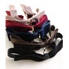 VINGTAINE H-493-BK-CAFF Velvet, Satin, Long, Ribbon, Pony Hook, Hair Elastic,