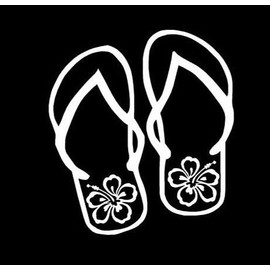 Ranger Products Hibiscus Flip Flops Tropical Decal Sticker, Die Cut Vinyl Decal for Windows, Cars, Trucks, Tool Boxes, laptops, MacBook - virtually Any Hard, Smooth Surface