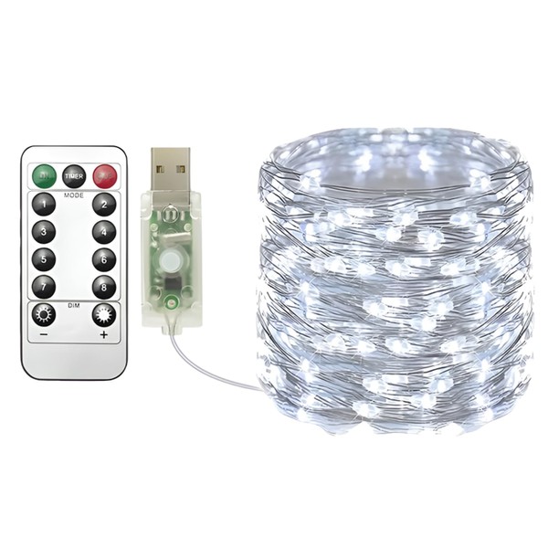 Clarhill USB Fairy Lights 1Pack,65.6ft/20M Cool White 200LED USB Cooper