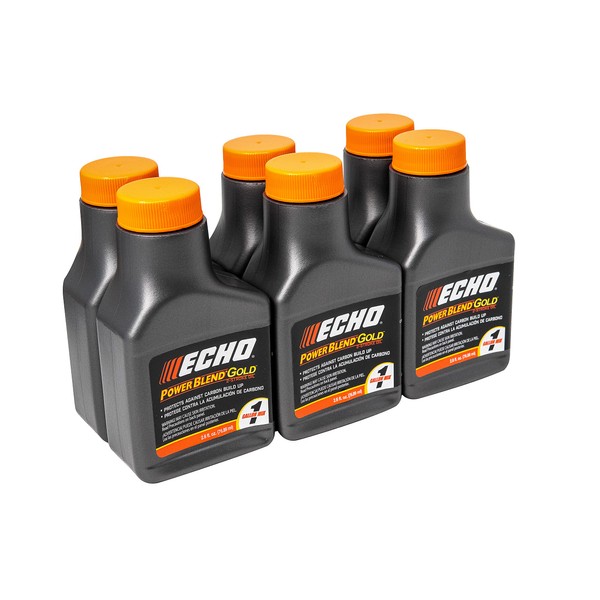 Echo Products, Echo 6450001G Power Blend Gold Oil Mix 50:1 for 2 stroke2cycle Outdoor Power Equipment, High Performance Semi Synthetic, Low Smoke Emission 2.6 fl oz (6 Pack), 6450001G 2.6 fl oz