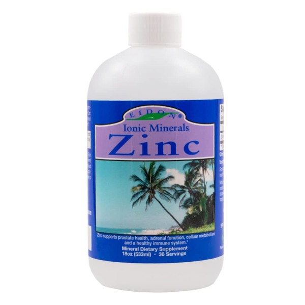 Eidon Ionic Minerals Liquid Zinc Concentrate - Ionic Zinc Drops, Boost Immune System & Mood, Relieves Stress, All-Natural, Vegan, Gluten-Free, No Preservatives or Additive - 18 Ounce Bottle