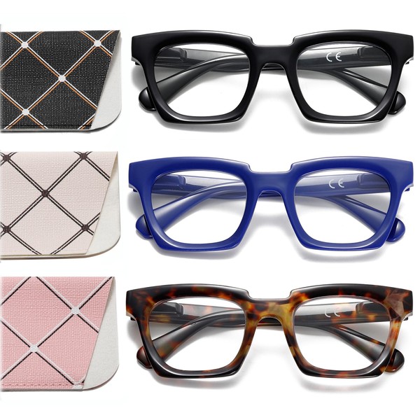 OWTXIS Oversized Reading Glasses for Women Large Frame Blue Light