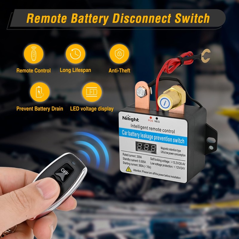 Nilight Remote Battery Disconnect Switch 12V 24V 360A Car Smart