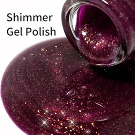 Esmalte de uñas en gel morado con purpurina y dorado intenso, 16 ml, esmalte de uñas en gel morado con purpurina y dorado intenso, con protección