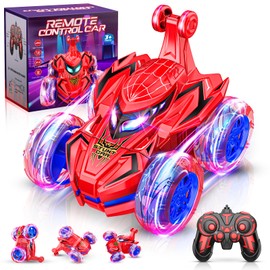 Quapify Remote Control Car, Boys Toys Age 4-6 6-8 8-12 360° Rotating 2.4GHz Fast Stunt RC Cars with Cool Lights Music 4WD Off Road RC Crawlers Birthday Party Outdoor Xmas Gifts for 3-12 Year Old Boys
