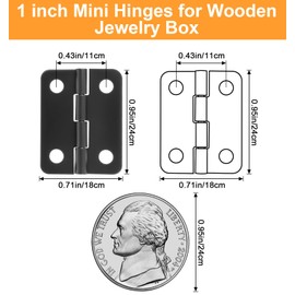 50 Sets Small Hinges for Crafts, 1In Stainless Steel Mini Hinges for Wooden Box Hinge for Jewelry Box, Miniature Folding Butt Hinge Hardware Ideal for DIY Crafts, Small Jewelry Cabinets Making, Black