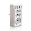 URLINE Socket Adapter, 7-in-1 Multiple Socket with 1 Schuko Plug,
