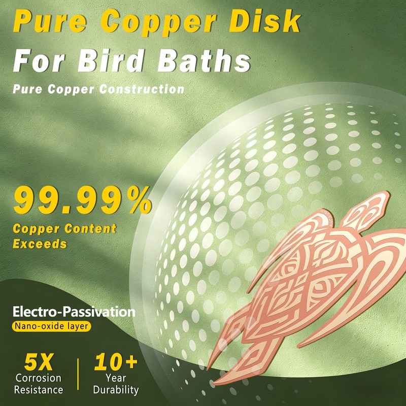 Bird Bath Copper Disk, 3Pcs 99.99% Pure Copper Bird Bath