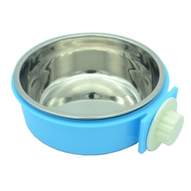 RUBYHOME Dog Bowl Feeder Pet Puppy Food Water Bowl, 2-in-1 Plastic Bowl & Stainless Steel Bowl, Removable Hanging Cat Rabbit Bird Food Basin Dish Perfect for Crates & Cages