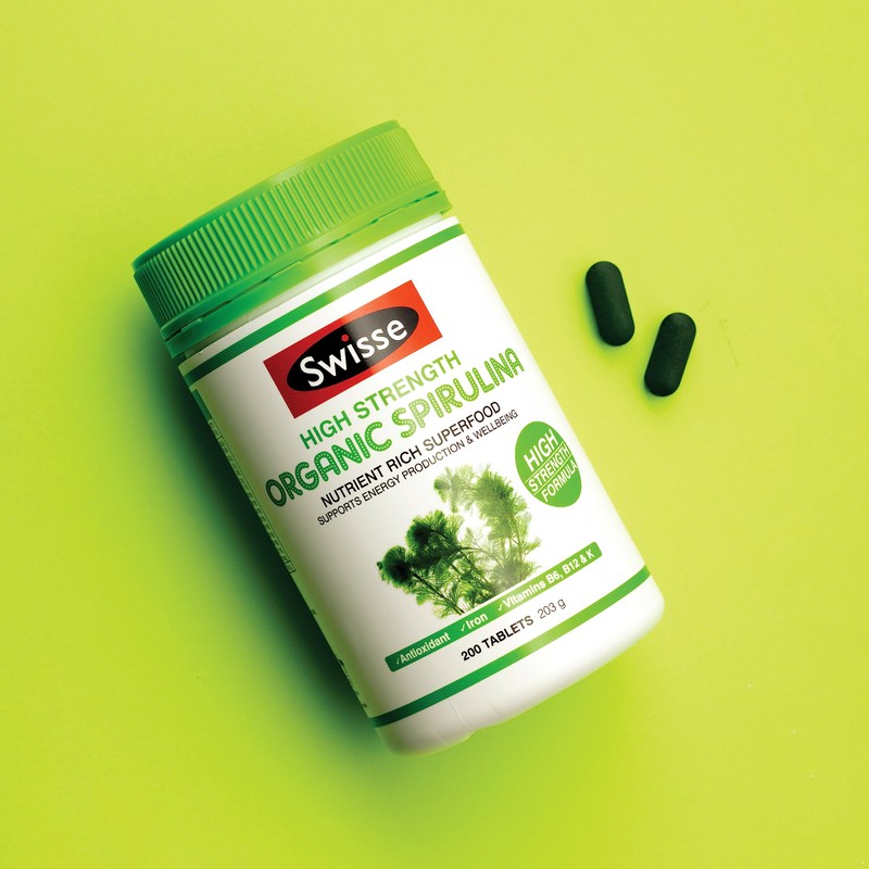 Swisse High Strength Organic Spirulina - Supports energy production &