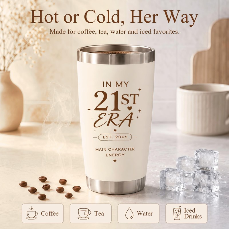 Dxqrswuo 21st Birthday Gift for Her, 21st Birthday Tumbler with
