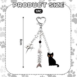 Yeomju 1 Piece Y2K Star Keychain, Funny Black Cat Keychain, Gifts for Cat Lovers, Stainless Steel Keyring for Handbag, Backpack