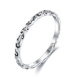 Chengxun 925 Sterling Silver Rings for Women Men Exquisite Twisted Vine Stacking Ring Graduation Party Jewellery (7)
